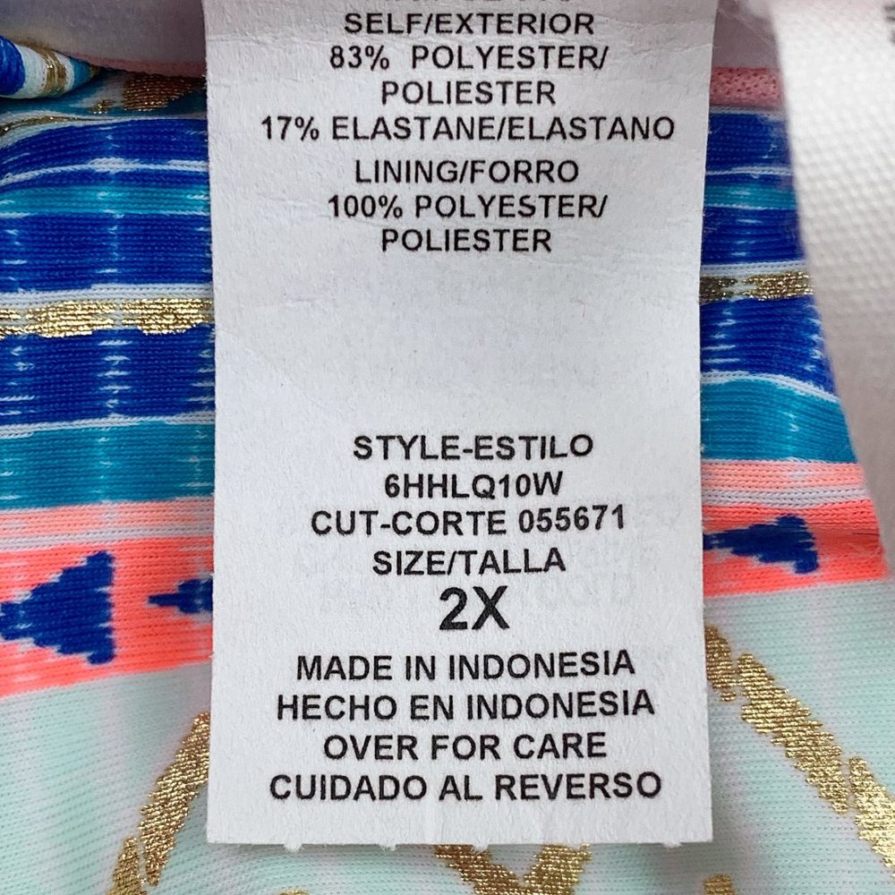 Plus Size Geometric Foil Keyhole 1-Piece Swimsuit - Picture 4 of 5